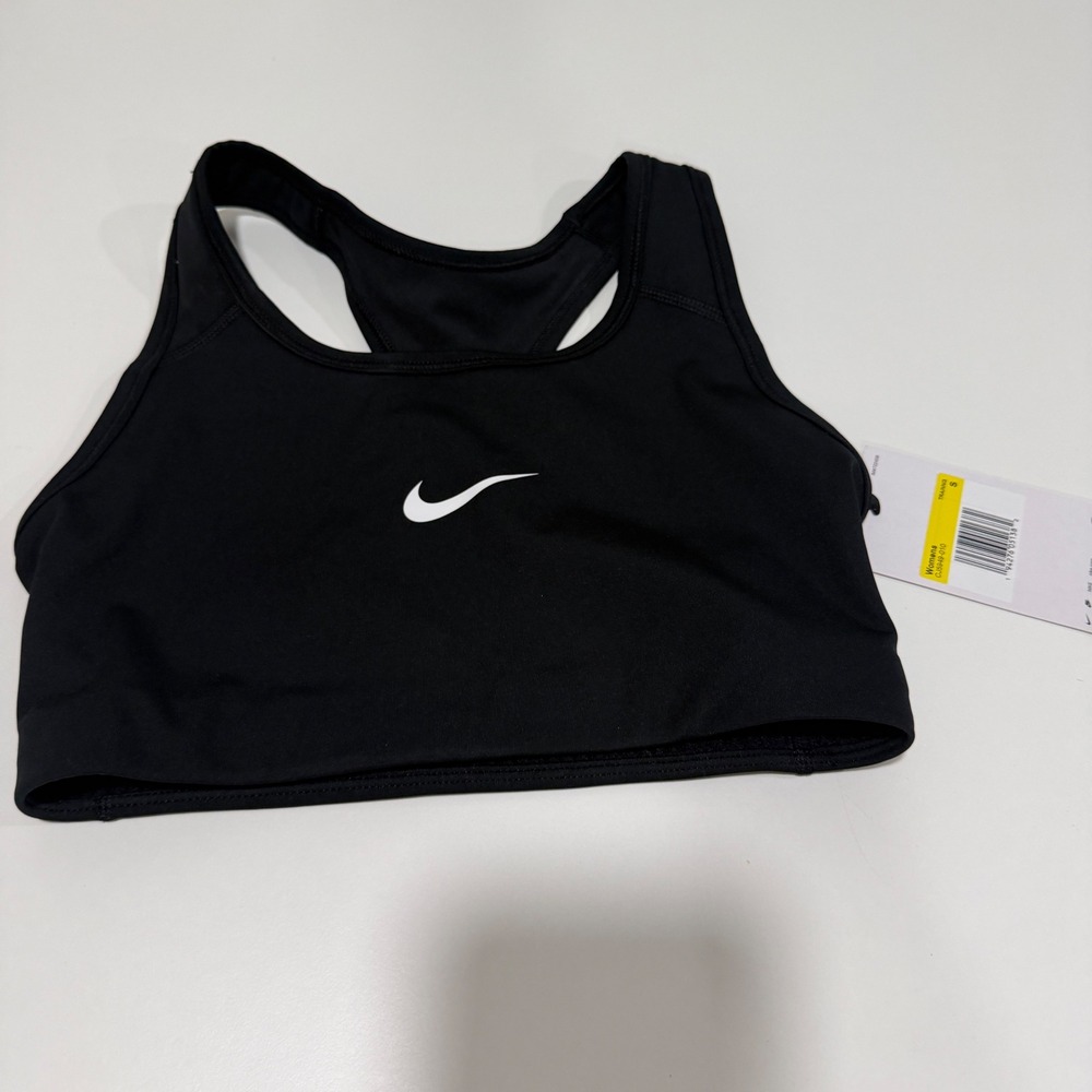 Nike Womens Swoosh Medium Support Racerback Sports Bra Black CJ5949-010 Size S